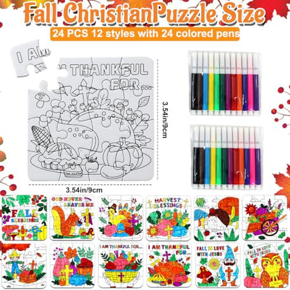 Thanksgiving Fall Crafts for Kids Religious Art Activities Blank Puzzle Toy - color: Fall Thanksgiving Christian Colorful