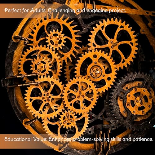WOODEN.CITY Vintage Wall Clock Kit – 3D Wooden Puzzle for Adults, Mechanical DIY Clock Model, No Glue Required, Made in EU