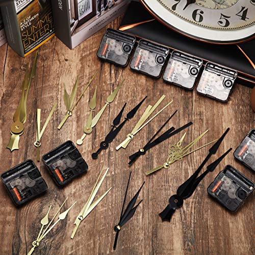 Mudder 8 Pcs Silent Clock Movement Mechanism Kit with 8 Different Pairs of DIY Clock Hands 13 Mm/ 0.51" Shaft Length DIY Repair Parts Kit Replacement Motor