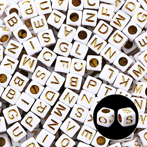 Augshy 1400pcs 5 Color Acrylic Alphabet Beads for DIY Bracelets Making - color: 5colors B
