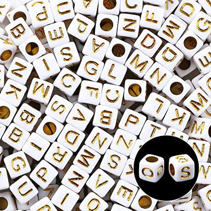 Augshy 1400pcs 5 Color Acrylic Alphabet Beads for DIY Bracelets Making - color: 5colors B
