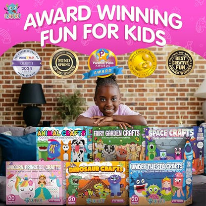 Craftikit® 20 Space Arts & Crafts for Kids - All-Inclusive Fun Toddler Craft Kit, Ages 3-10, Galaxy-Themed Activities - color: Space