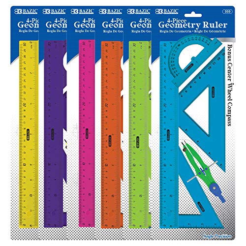 BAZIC Products 4-Piece Geometry Set with Compass, 144-Case - size: 144-Pack