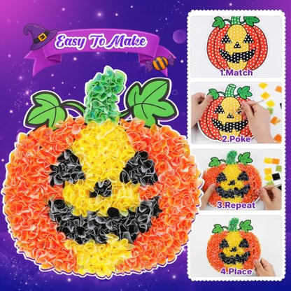 VEYLIN Poke and Poke Art Kit for Kids Ages 4-8, Halloween Pumpkin DIY Craft - color: Purple