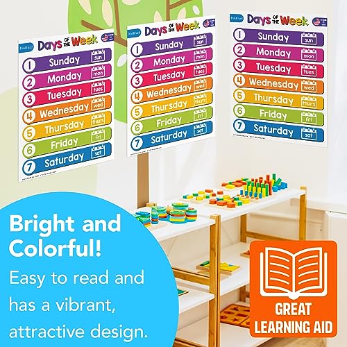 FoldCard Days of the Week Chart Educational Poster 8.5x11 5pk - color: 7 Days of the Week