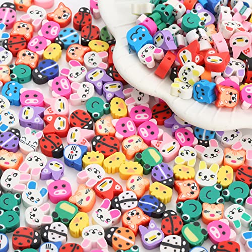 100pcs Animal Polymer Clay Spacer Beads for Women Jewelry Making DIY Bracelet Necklace Earrings Accessories (Animal) - color: Animal
