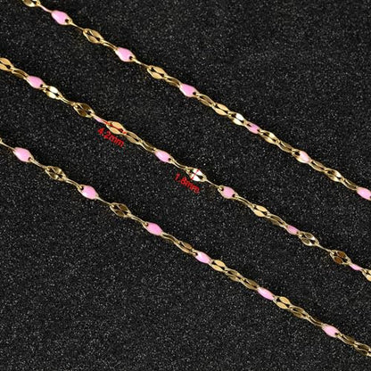 UMAOKANG Pink Enamel Chains for Jewelry Making Stainless Steel Chain Bulk - color: Gold-Pink
