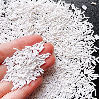 50g Fake Sprinkles Resin Sprinkles Fake Candy Sprinkles Clay Sprinkles Polymer Sprinkles Polymer Clay Slices for Nail Art DIY Crafts Cake Phone Case(2-White) - color: 12-White