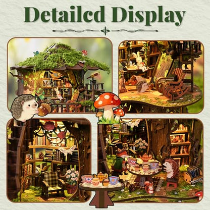 Forest Tea Book Club Book Nook Kit with LED Treehouse Library - style: Forest Tea Book Club