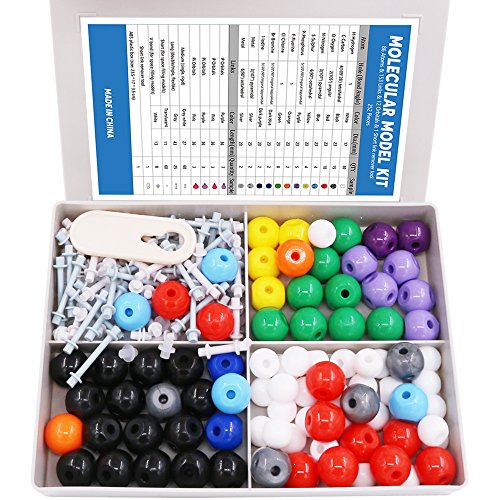 Swpeet 240 Pcs Organic Chemistry Molecular Model Student and Teacher Kit, Chemistry Molecular Model Student and Teacher Set - 86 Atoms & 153 Bonds & 1 Short Link Remover Tool - style: 240 Pieces Molecular Model Kit