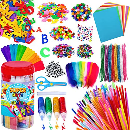 Goody King Arts and Crafts Supplies for Kids - Craft Art Supply Jar Kit for Student Age 4 5 6 7 8 9 10 Year Old Crafting Activity - Collage Arts Set for Toddlers Preschool DIY Classroom Home Project - size: Small