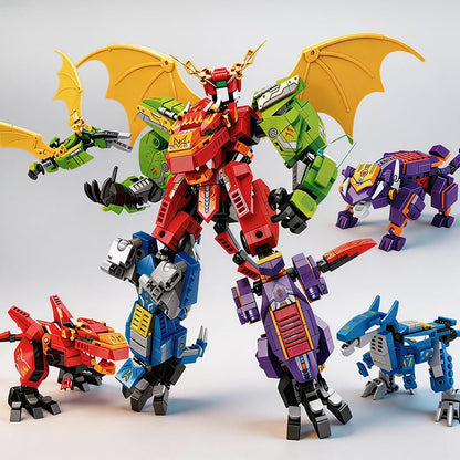 4-in-1 Dino Mecha Kit, Transform Robot Toy Gift for Boys Kids 8+, 904PCS