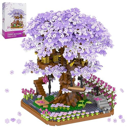 NEWABWN Cherry Blossom Bonsai Tree Mini Micro Building Set, Japanese Sakura Tree House Model Sets for Adults, Flowers House Mini Bricks Building Kit, Creative Gift Toys for Teens 14 (2200PCS) - style: C