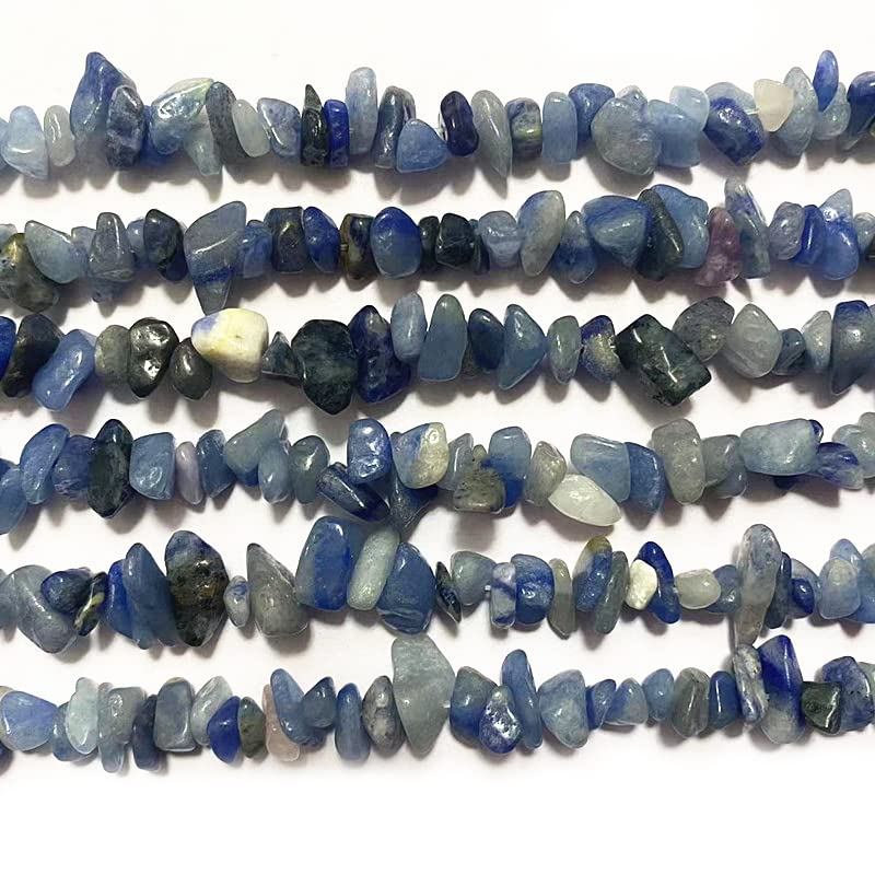 5-8mm Natural Blue Aventurine Gemstone Chips Healing Gravel Bracelets Necklace Kit Irregular Tumble Stone Beads DIY Crafts Design Jewelry Making 32" - color: Blue Aventurine