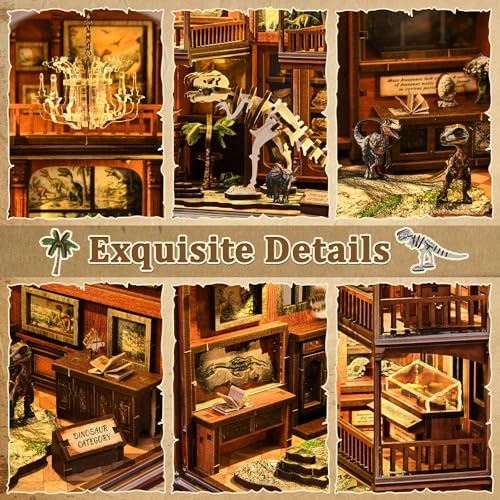 Dinosaur Fossil Museum Book Nook Kit, DIY Miniature Model with LED - color: Dinosaur Fossil Museum