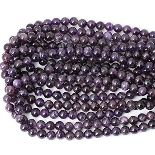 45PCS 8mm Natural Amethyst Gemstone Round Loose Beads Crystal Energy Stone Healing Power for Jewelry Making 1 Strand 15" - color: amethyst, size: 8mm