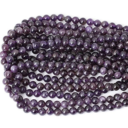 45PCS 8mm Natural Amethyst Gemstone Round Loose Beads Crystal Energy Stone Healing Power for Jewelry Making 1 Strand 15" - color: amethyst, size: 8mm