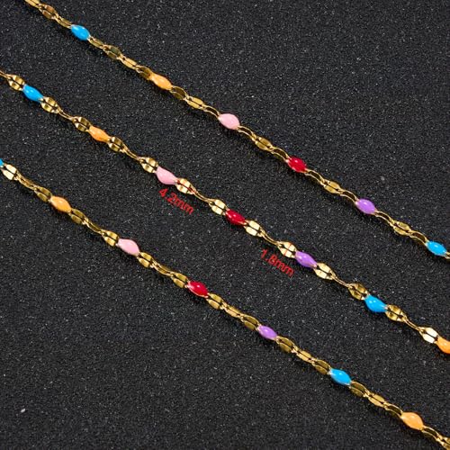UMAOKANG 16.4 Feet Colorful Enamel Chains for Jewelry Making - color: Gold-Purple Colorful