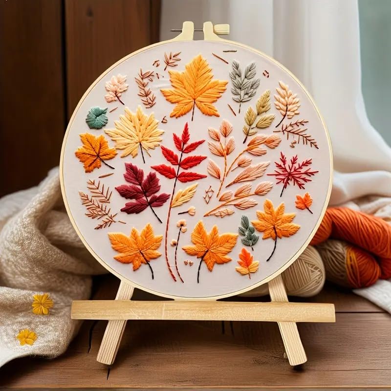 Huacan 4 Set Christmas Embroidery Kit Beginner Hand Embroidery Set for Home Decor, Includes Fabric Hoop (Beauty) - style: Beauty