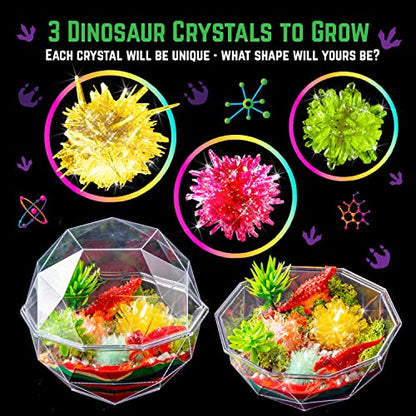 Original Stationery Dinosaur Crystal Growing Kit - Multicolor, 17-Piece, Ages 7 & Up - DIY Science Terrarium Kit with Moss & Dino Figures - Grow Your Own Crystals - Boys Birthday Gifts - style: Dinosaur