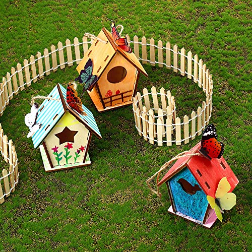 Outus 12 Pcs Wooden Birdhouse Kits, 4 Shapes, Classic Style, 3.6×4 Inch - style: Classic