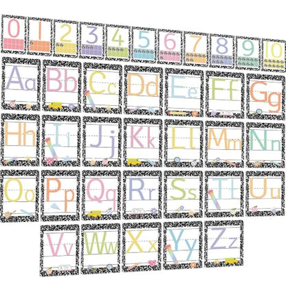 37 Pcs Composition ABC Alphabet for Classroom Wall ABC Posters and 0-10 Number Line Cards Letters for Composition Notebook Classroom (Composition ABC) - color: Composition Abc