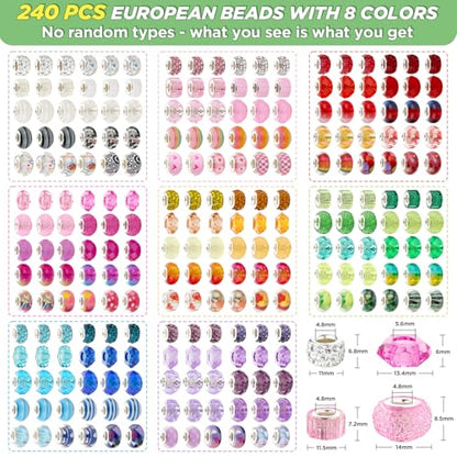 240 Pcs Large Hole Beads for Bracelets, Spacer Bead for Jewelry Making - color: 1.8 Colors