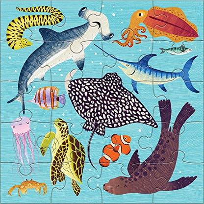 Mudpuppy - Land & Sea Animals - Set of Two 20 Piece Magnetic Puzzles - style: Land & Sea Animals