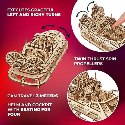UGEARS Bundles 3D Puzzles - Tracked Off-Road Vehicle and Rescue Hovercraft,3D Puzzle Wooden 3-D Puzzles for Adults Model kit DIY Mechanical Puzzles
