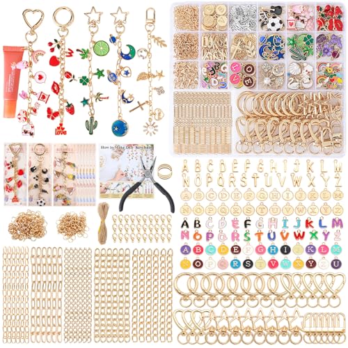 Riwiuue 760Pcs Lip Gloss Keychain Making Kit, DIY Charms Key Chain Kit - color: 760Pcs Keychain Making Kit