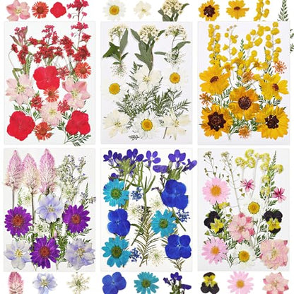 Dried Flowers for Resin, 106pcs Natural Flowers and Leaves Compressed - size: 103 pcs Natural Dried Flowers and Leaves
