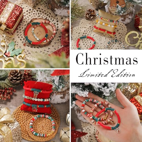 ADIIL 7200pcs Clay Beads Bracelet Making Kit, 6mm Polymer Heishi Beads for Jewelry Making, Friendship Bracelet Kit Birthday Gift for Adults Christmas - color: Christmas