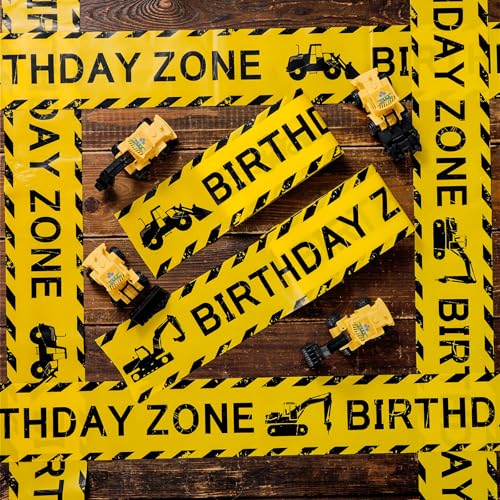 Nuanchu 2 Rolls 3''x98 Ft Birthday Zone Construction Party Tape Decoration - style: Birthday Zone