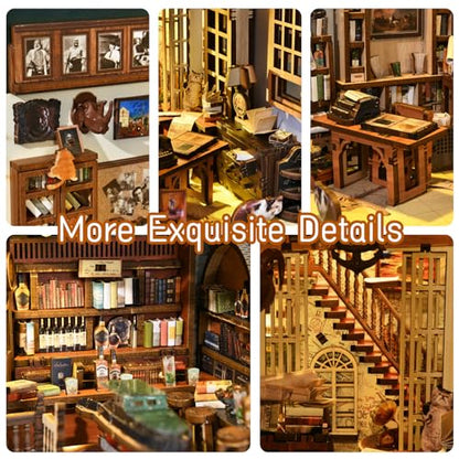 MiniCity Hemingway House Book Nook Kit, 3D Wooden Bookshelf Puzzle with LED - color: Hemingway House