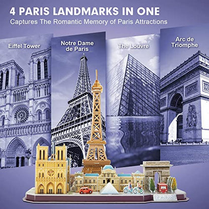 CubicFun 3D Puzzles for Kids Ages 8-10 Pairs Cityline - style: 2 CITY LINE PARIS