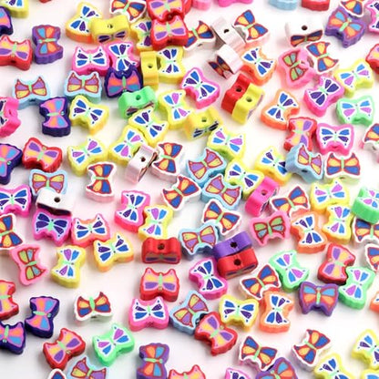 100 Pcs Butterfly Polymer Clay Beads Mixed Heishi Spacer Beads Supplies for DIY Bracelet Earring Necklace Jewelry Making - color: Butterfly
