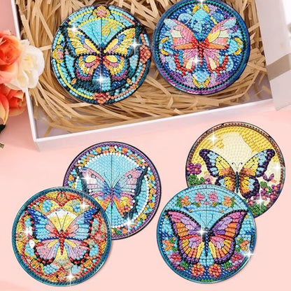 8 Pack Diamond Art Coasters,Butterfly Diamond Painting Coasters Kits - color: Butterfly Coasters