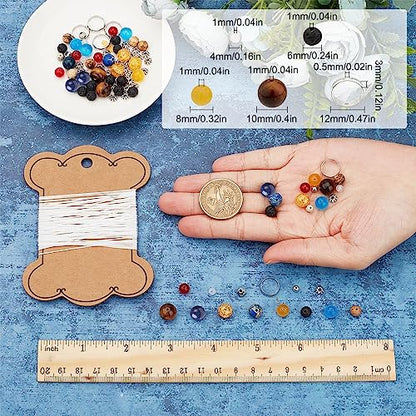 SUNNYCLUE 1 Box 300+Pcs DIY 10 Sets Solar System Bracelets Kit Universe Galaxy The Nine Guardian Planets Bracelet Necklace Tiger Eye Bead Natural Gemstone Beads for Jewelry Making Kits Craft - color: Silver Color Rings Solar System Bracelets Kit Plastic B