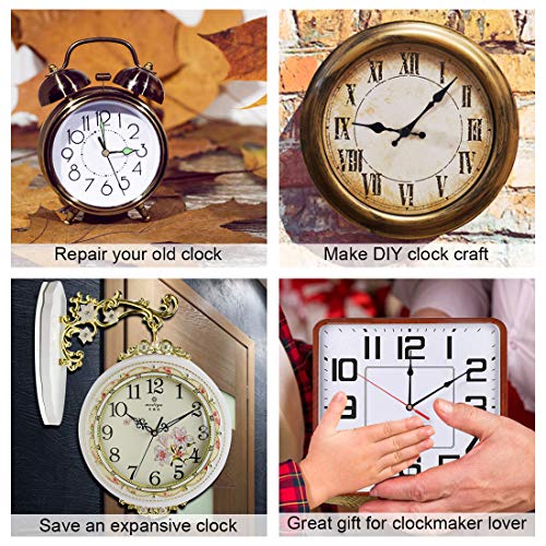 EMOON 2 Pack Non Ticking Clock Mechanism with 4 Pack Clock Hands, Clock Movement Motor Kit for Clock Repair, Replacement and Custom Clock (Total Shaft Length 7/8 in) - size: Total Shaft Length 7/8 in