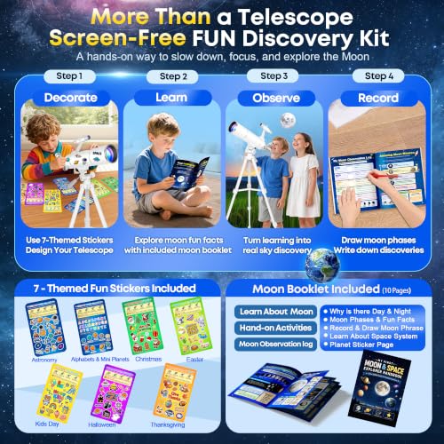 Hawkko Telescope Kit for Kids 8-12, 80mm Aperture 500mm Portable Telescope