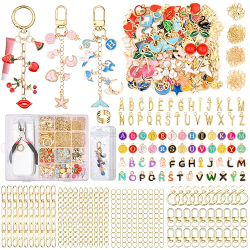 656Pcs Keychain Making Kit: Gold Jewelry Making Supplies, DIY Crafts bulk