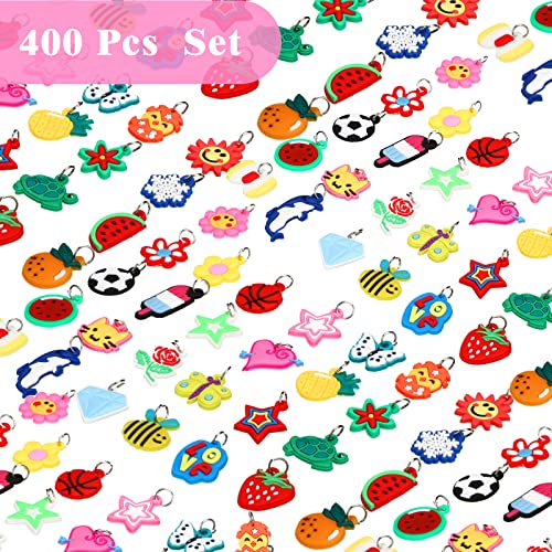 Hungdao 200 Pcs Rubber Loom Band Charm Only Silicone Rainbow Bracelet Charm