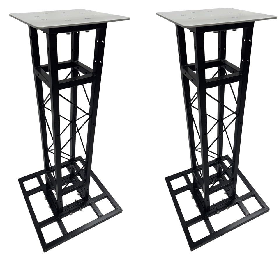 (2) Black 3.28 ft DJ Lighting Square Truss Ultra Light Weight Dual Totem System Only 19 LB each