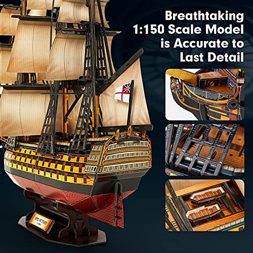 CubicFun 3D Puzzles Large HMS Victory Vessel Ship Sailboat Model Kits for Adults and Teens Toys, 189 Pieces, T4019h - style: C-Ship-HMS Victory | 1/150