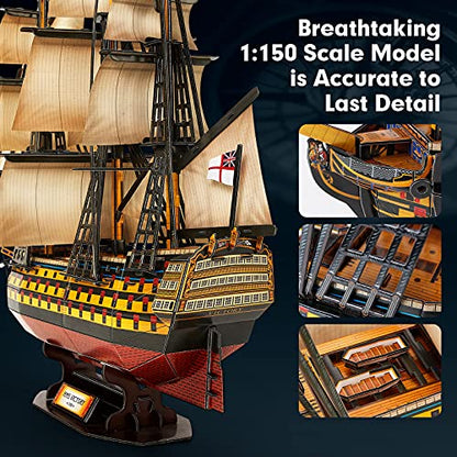 CubicFun 3D Puzzles Large HMS Victory Vessel Ship Sailboat Model Kits for Adults and Teens Toys, 189 Pieces, T4019h - style: C-Ship-HMS Victory | 1/150