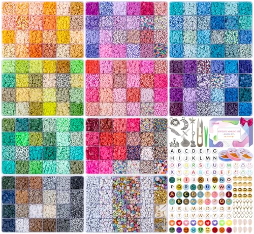 XSEINO 46000Pcs Clay Beads - 216Colors 10Boxes Clay Beads for Bracelets - color: 10 Boxes