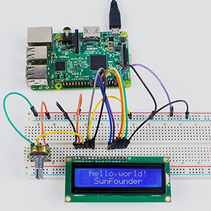 SunFounder LCD1602 Module with 3.3V Backlight Compatible with Arduino R3 Mega2560 Raspberry Pi 16x2 Character White on Blue Background - color: LCD1602 (1Pack)