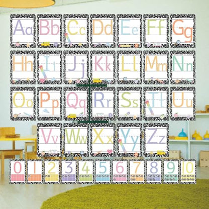 37 Pcs Composition ABC Alphabet for Classroom Wall ABC Posters and 0-10 Number Line Cards Letters for Composition Notebook Classroom (Composition ABC) - color: Composition Abc