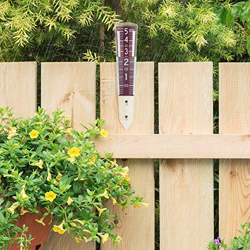 La Crosse 704-1531R-INT Large Magnifying Easy Read 5-Inch Capacity Acrylic Rain Gauge in Burgundy - color: Red