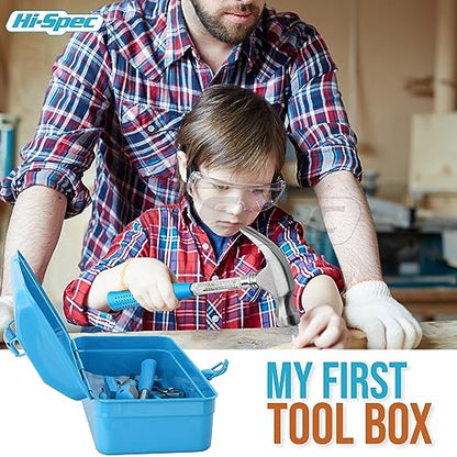Hi-Spec Beginner Tool Kit with Metal Box for DIY Starters and Kids, Blue